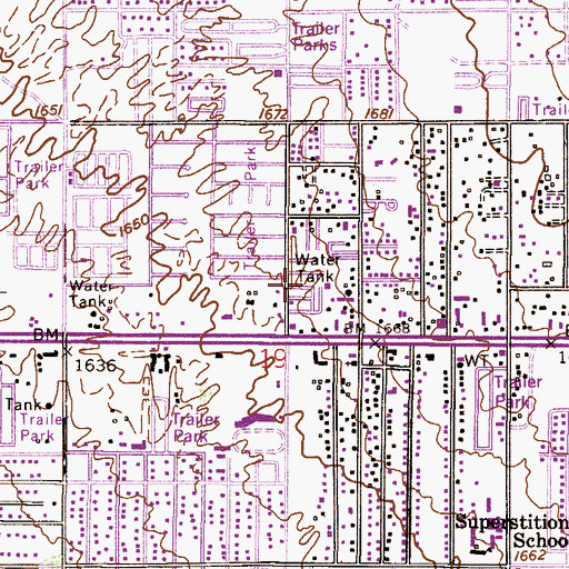 Topographic Map of Sundowner Mobile Home Park, AZ
