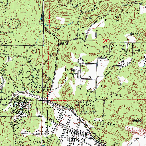 Topographic Map of White Cloud Mobile Home Park, AZ