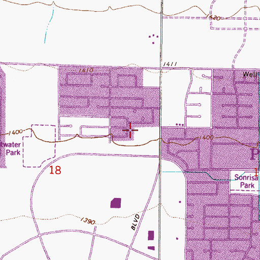 Topographic Map of Phoenix Mountain Nursing Center, AZ