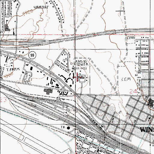 Topographic Map of Winslow Indian Health Care Center, AZ