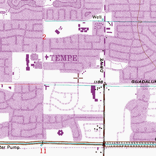 Topographic Map of Clare Bridge of Tempe, AZ