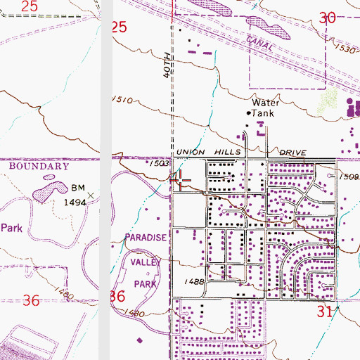 Topographic Map of Loyalton of Phoenix, AZ