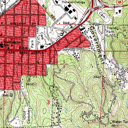 Topographic Map of The Peridot Retirement and Assisted Living Community, AZ
