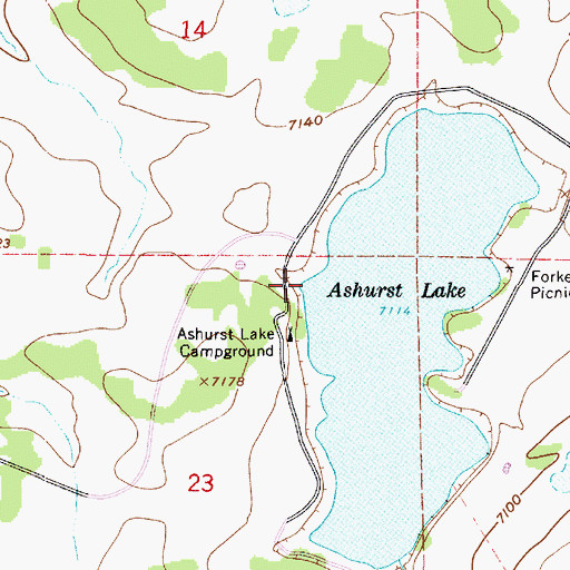 Topographic Map of Ashurst Lake Boat Launch, AZ