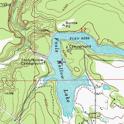 Topographic Map of Fool Hollow East Boat Launch, AZ