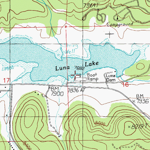 Topographic Map of Luna Lake Boat Launch, AZ