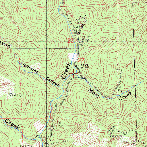 Topographic Map of Moss Creek, CA