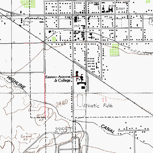 Topographic Map of Eastern Arizona College Thatcher Campus Fine Arts Auditorium, AZ