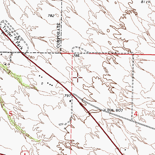Topographic Map of Augie's Quail Trail Recreational Vehicle Resort, AZ