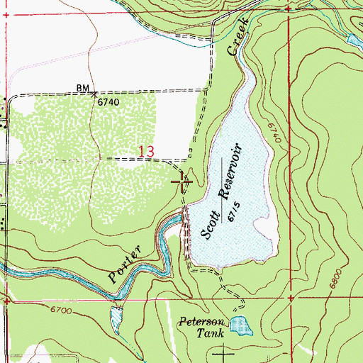 Topographic Map of Scott Reservior Campground, AZ
