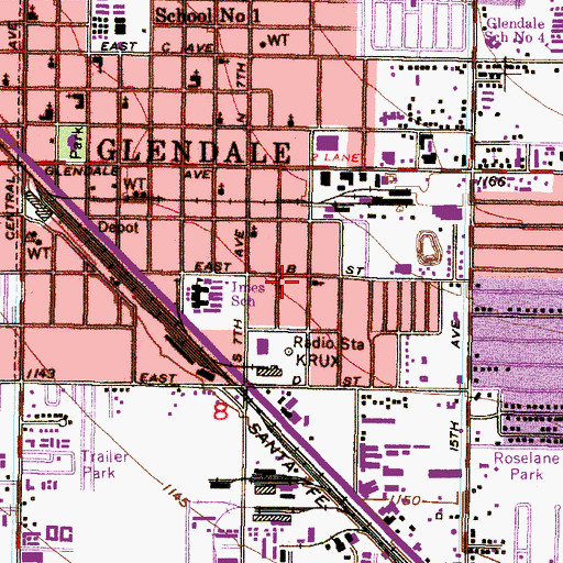 Topographic Map of Glendale Community Center, AZ