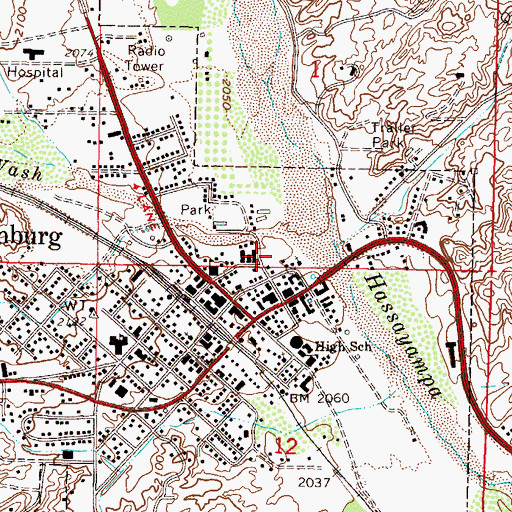 Topographic Map of Wickenburg Community Center, AZ
