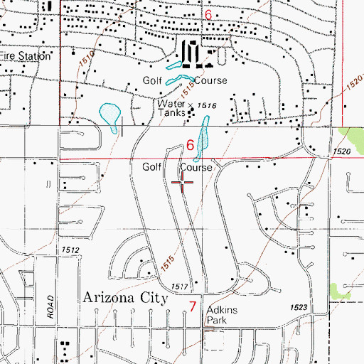 Topographic Map of Arizona City Golf Club, AZ
