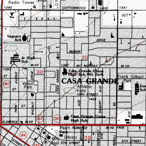 Topographic Map of Palm Island Family Aquatics Center, AZ