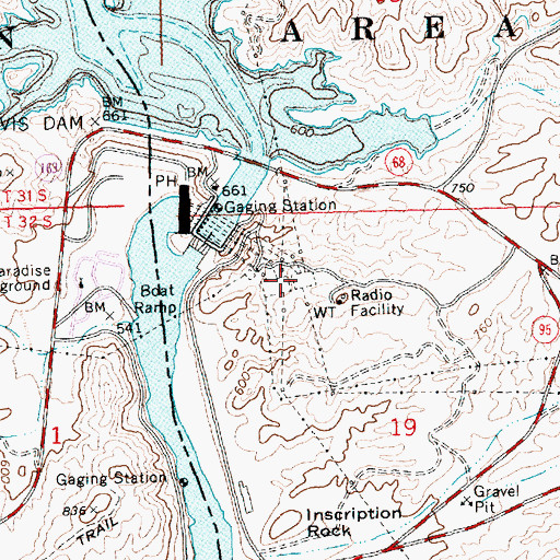 Topographic Map of US Bureau of Reclamation Davis Dam Power Plant Number 79, AZ