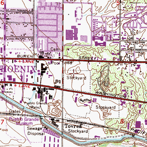 Topographic Map of Phoenix Post Office, AZ