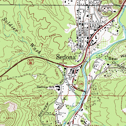 Topographic Map of Sedona Post Office, AZ