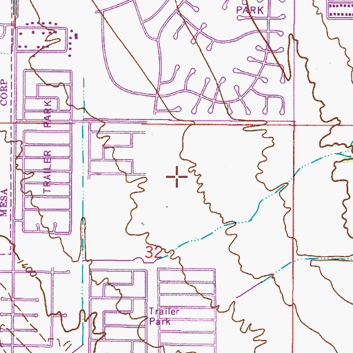 Topographic Map of Brentwood Southern Mobile Home Park, AZ