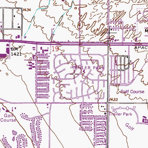Topographic Map of Mesa East Mobile Home Community, AZ