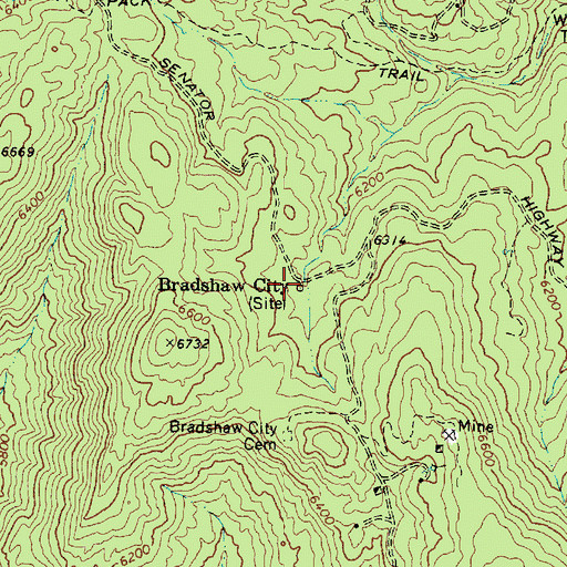 Topographic Map of Bradshaw City, AZ