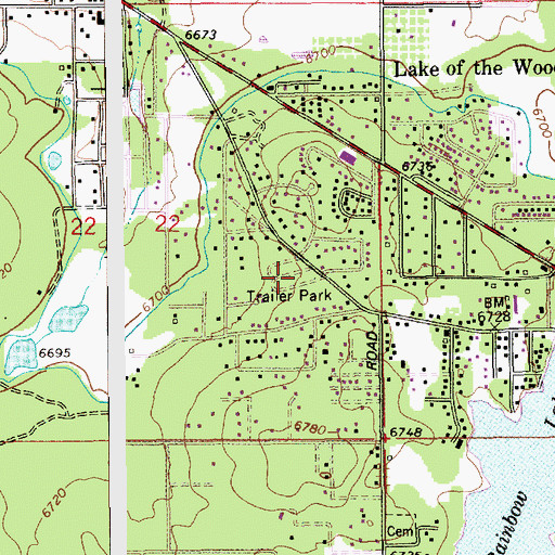 Topographic Map of Rainbow Lake Mobile Home Park, AZ