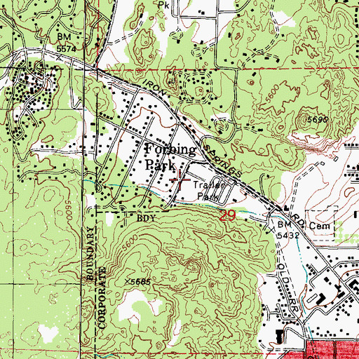 Topographic Map of Shady Acres Mobile Park, AZ