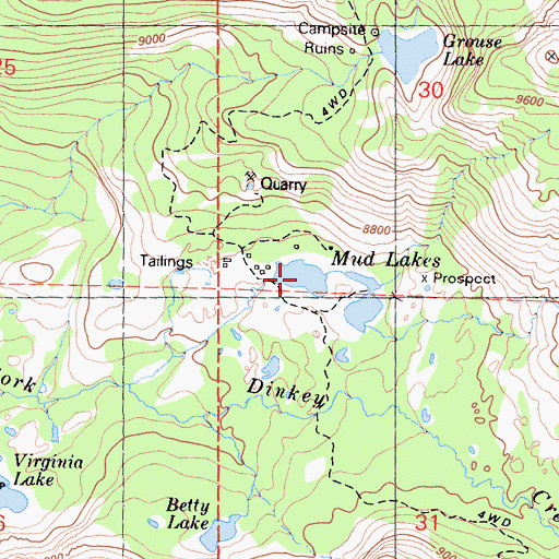 Topographic Map of Mud Lakes, CA