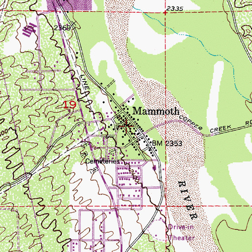 Topographic Map of Pinal County Health Department Mammoth Clinic, AZ