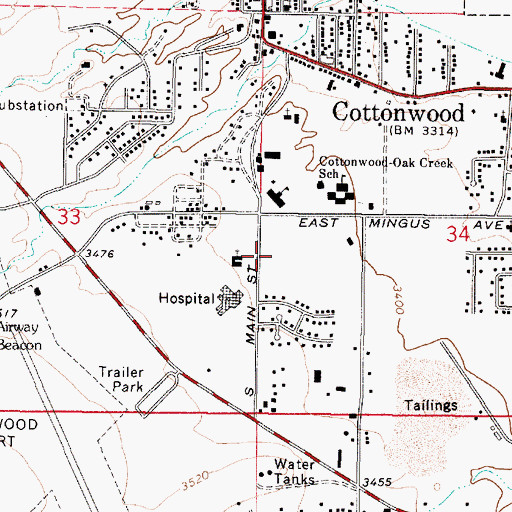 Topographic Map of Red Rock Care and Rehabilitation Center, AZ