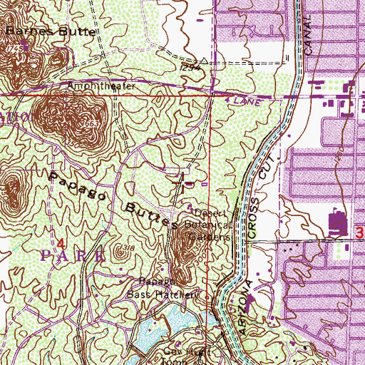 Topographic Map of Desert Botanical Garden, AZ