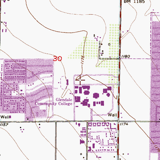 Topographic Map of Glendale Community College Main Campus Performing Arts Center, AZ
