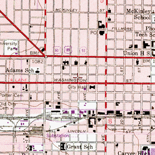 Topographic Map of The Orpheum Theatre, AZ