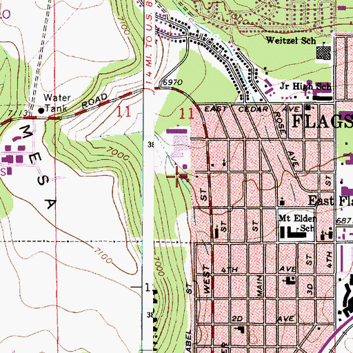 Topographic Map of Flagstaff Recreation Center, AZ