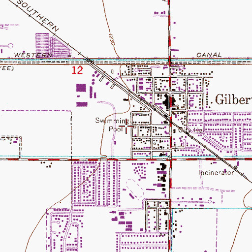 Topographic Map of Gilbert Community Center, AZ