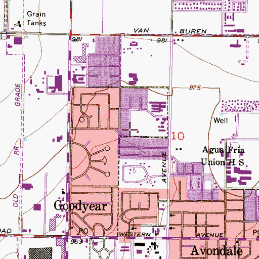 Topographic Map of Goodyear Community Center, AZ