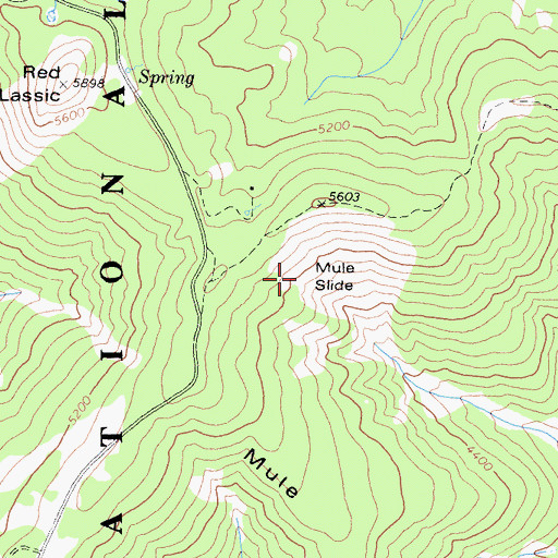 Topographic Map of Mule Slide, CA