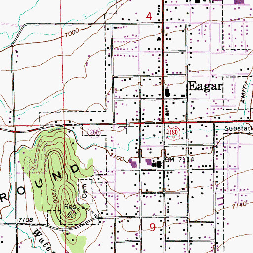 Topographic Map of Eagar Post Office, AZ