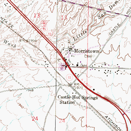 Topographic Map of Morristown Post Office, AZ