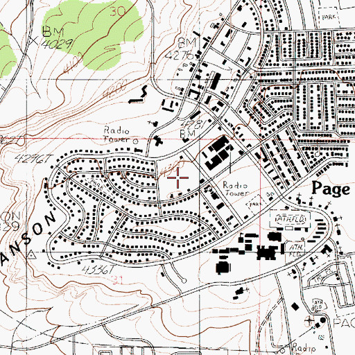 Topographic Map of Page Post Office, AZ