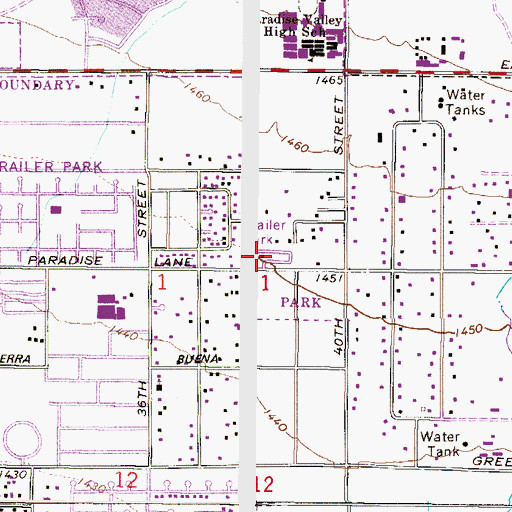 Topographic Map of Bell Acres Mobile Home Park, AZ