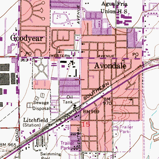 Topographic Map of Central Mobile Home Park, AZ