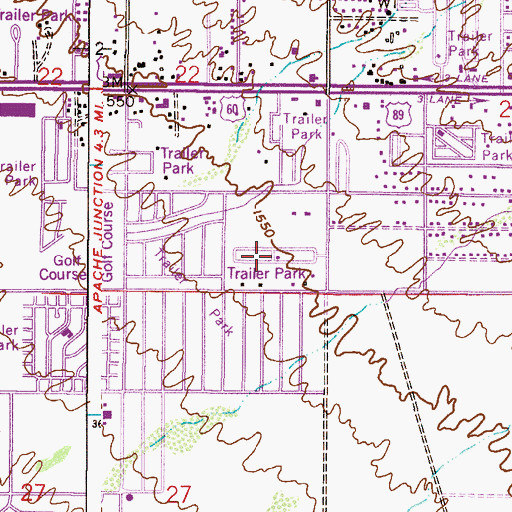 Topographic Map of Patio Gardens Mobile Home Park, AZ