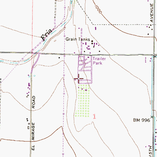 Topographic Map of Pecan Tree Park Mobile Home Park, AZ
