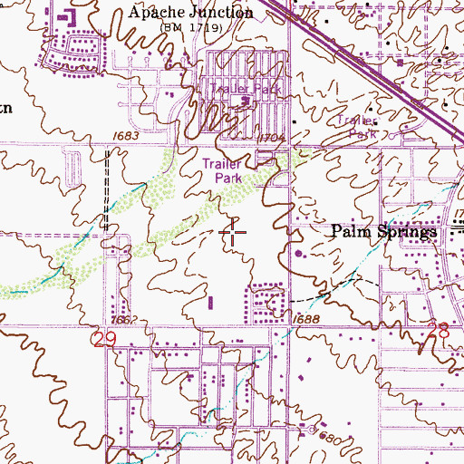 Topographic Map of Roadhaven Recreational Vehicle Resort, AZ