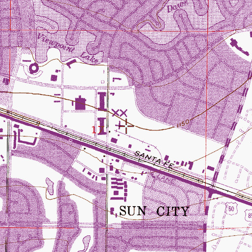 Topographic Map of Gencare Sun City at The Carillons, AZ