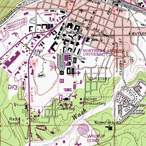 Topographic Map of Northern Arizona University Flagstaff Campus Froske Health Center, AZ