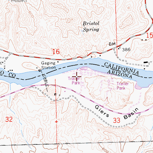 Topographic Map of Castle Rock Shores Resort, AZ