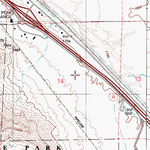 Topographic Map of Piacacho Peak Recreational Vehicle Resort, AZ