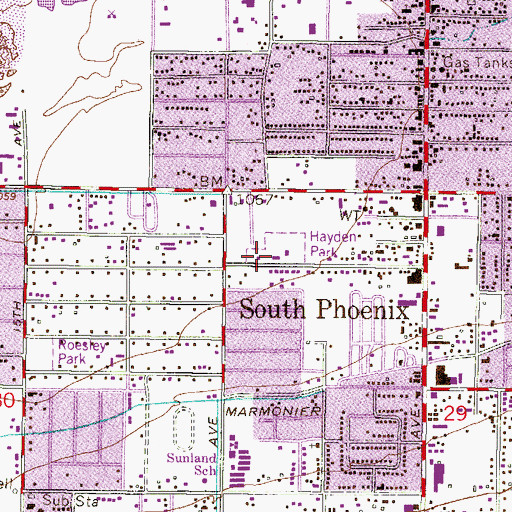 Topographic Map of Hayden Neighborhood Recreation Center, AZ