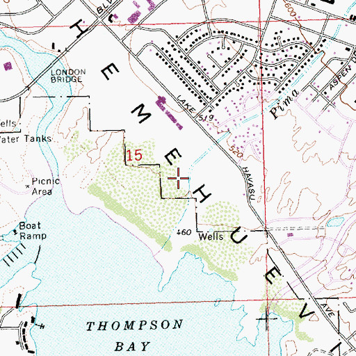 Topographic Map of Lake Havasu City Community Center, AZ